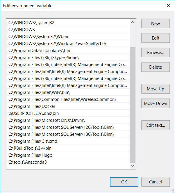 Environment variable editor for PATH in Windows 10