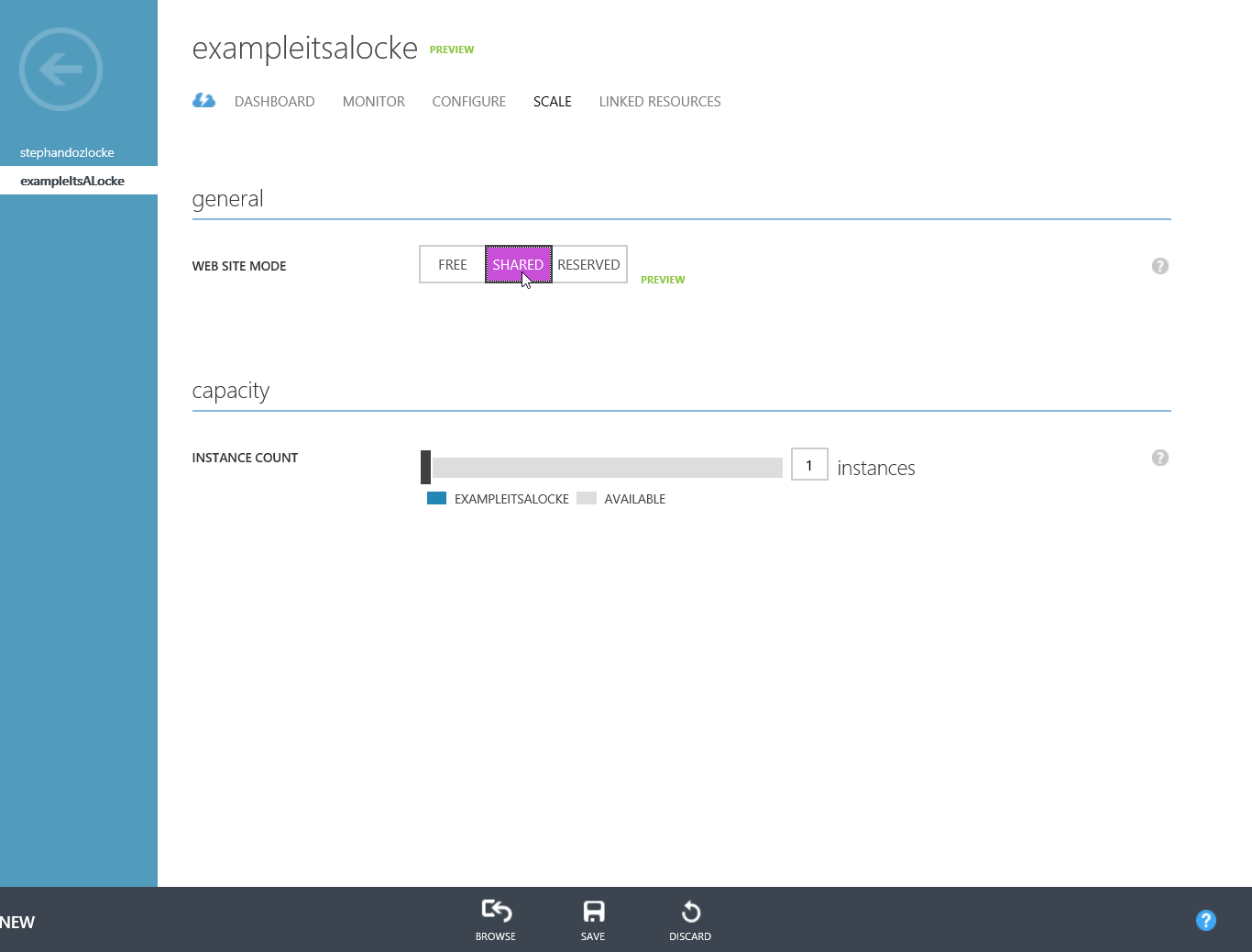 azure - scale change